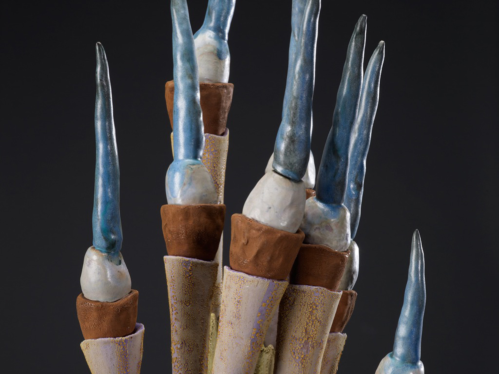 detail of pointed blue spires