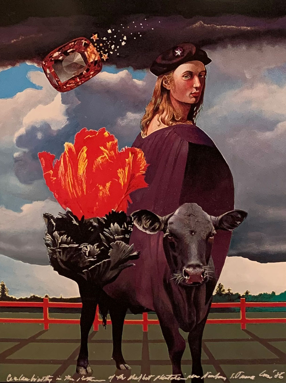 artists with cow and tulips