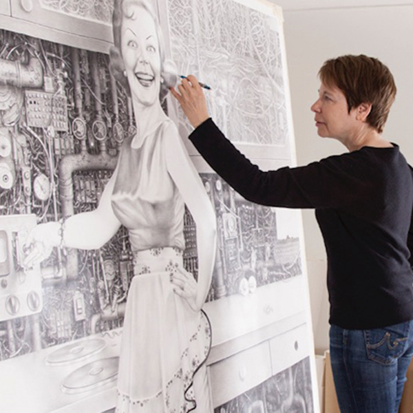 artist working on a drawing