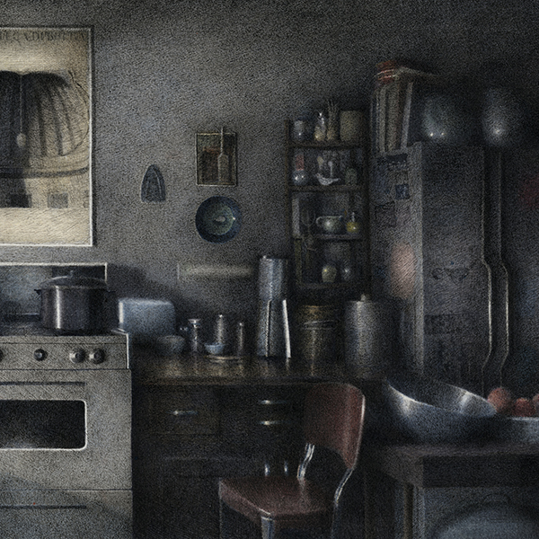 image from the juror of a dark kitchen
