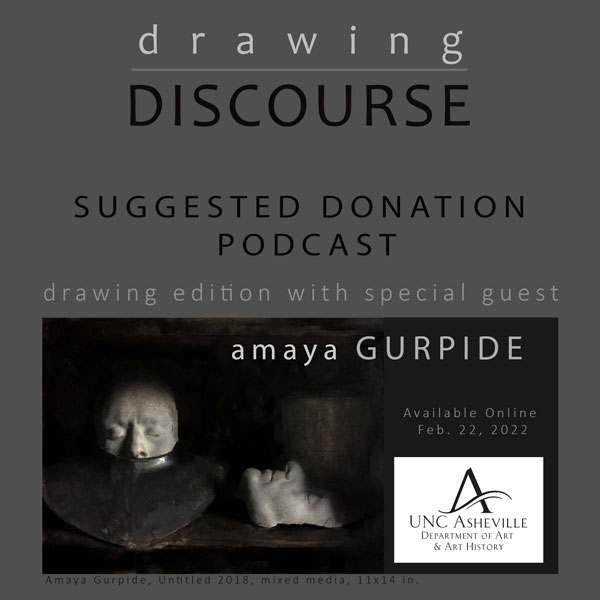 poster for podcast with suggested donation and amaya gurpide