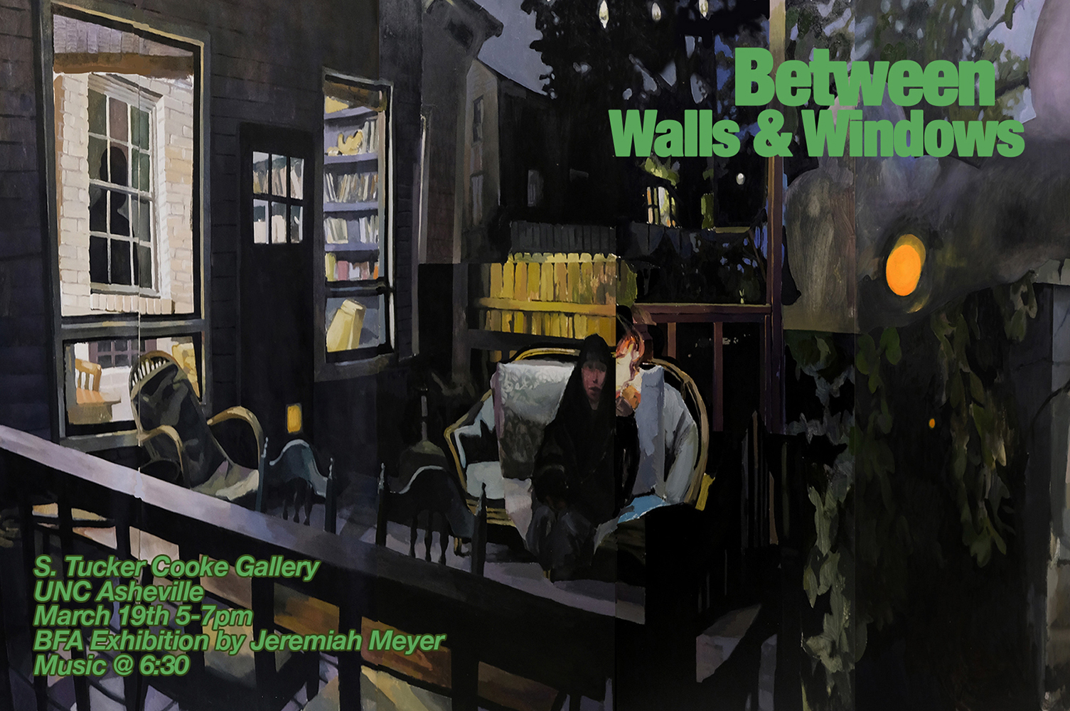 painting informing of exhibition dates and times