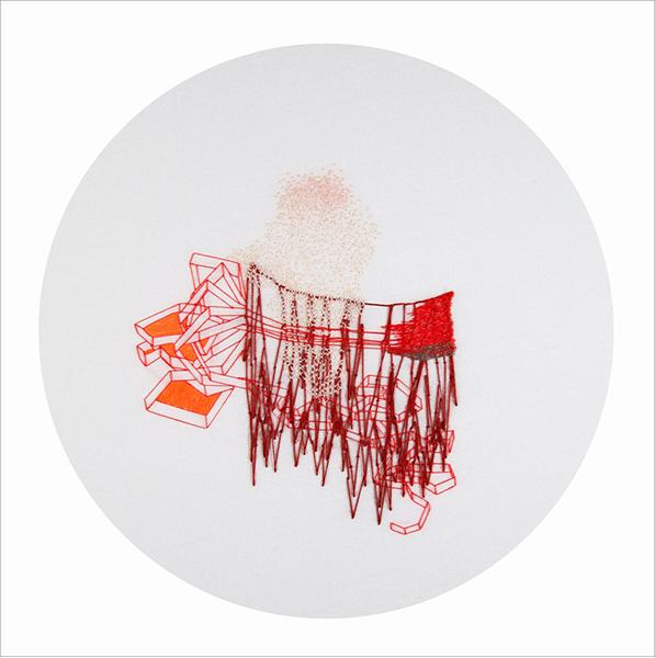 drawing made with red string