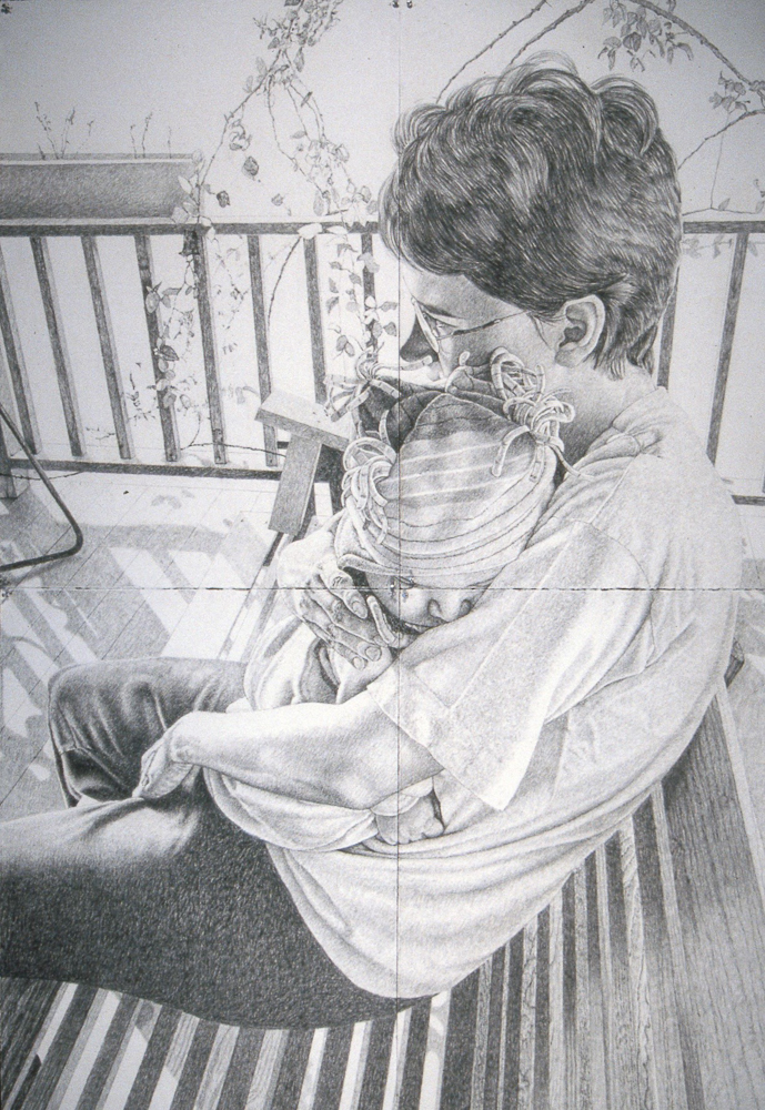 Drawing of woman holding baby