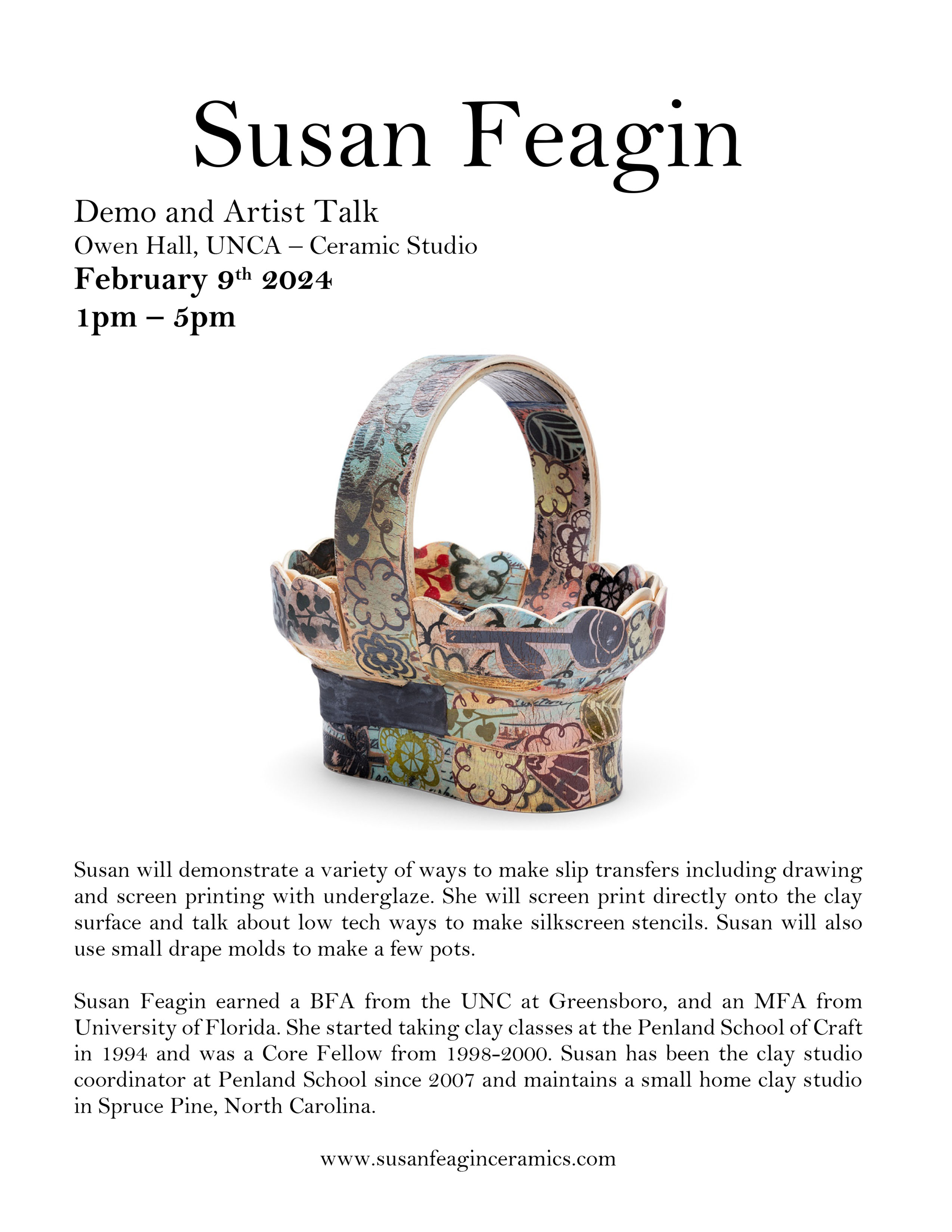 Susan Feagin Artist Lecture Poster