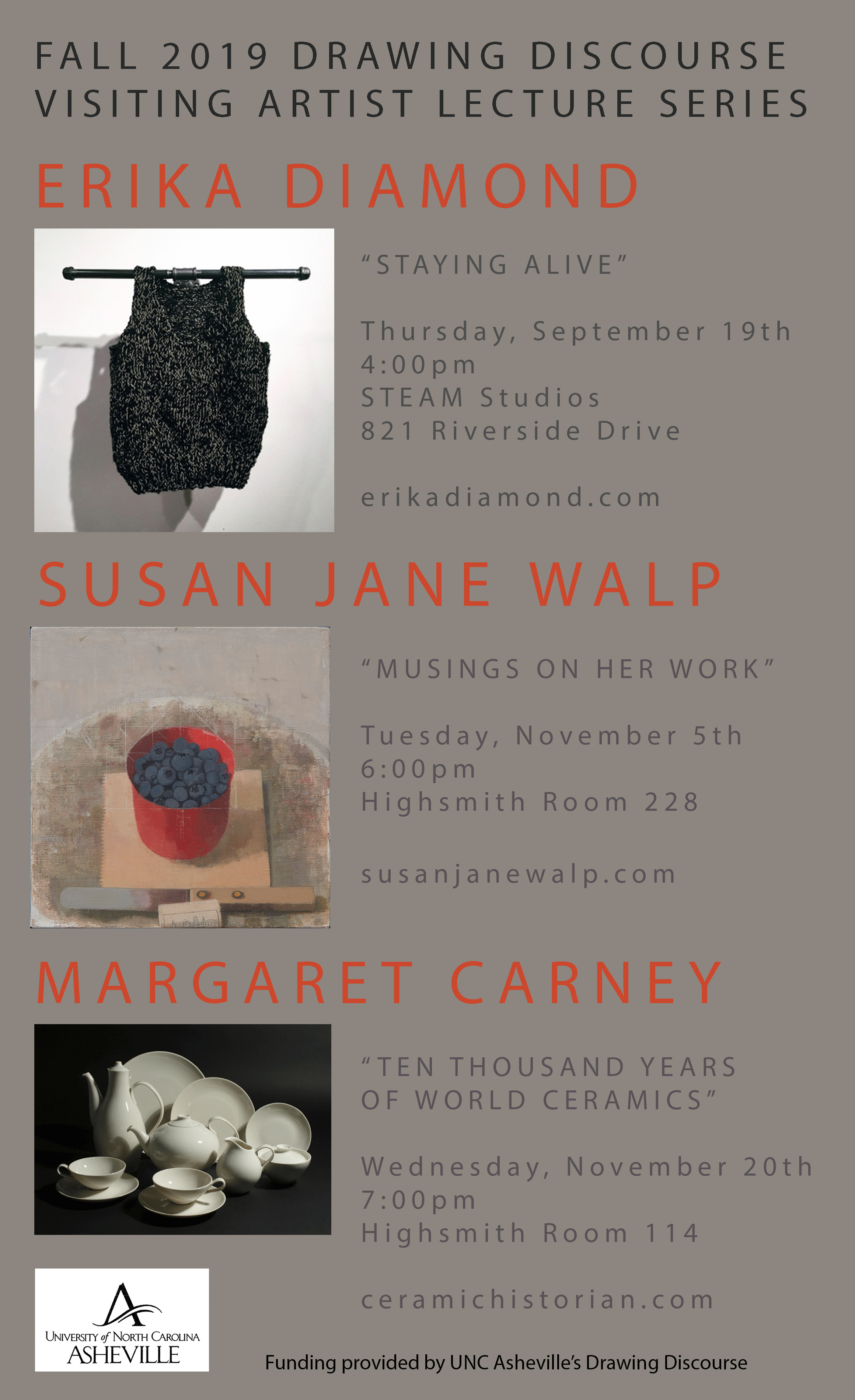 Fall 2019 Drawing Discourse Visiting Artist Lecture Series poster
