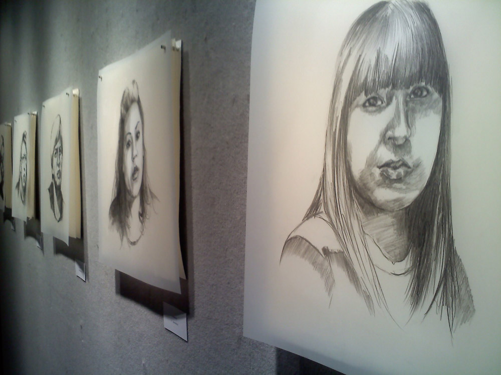 series of portrait drawings
